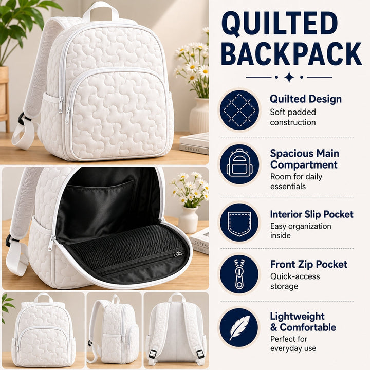 Sun Peace Sign Personalized Quilted Backpack TN12