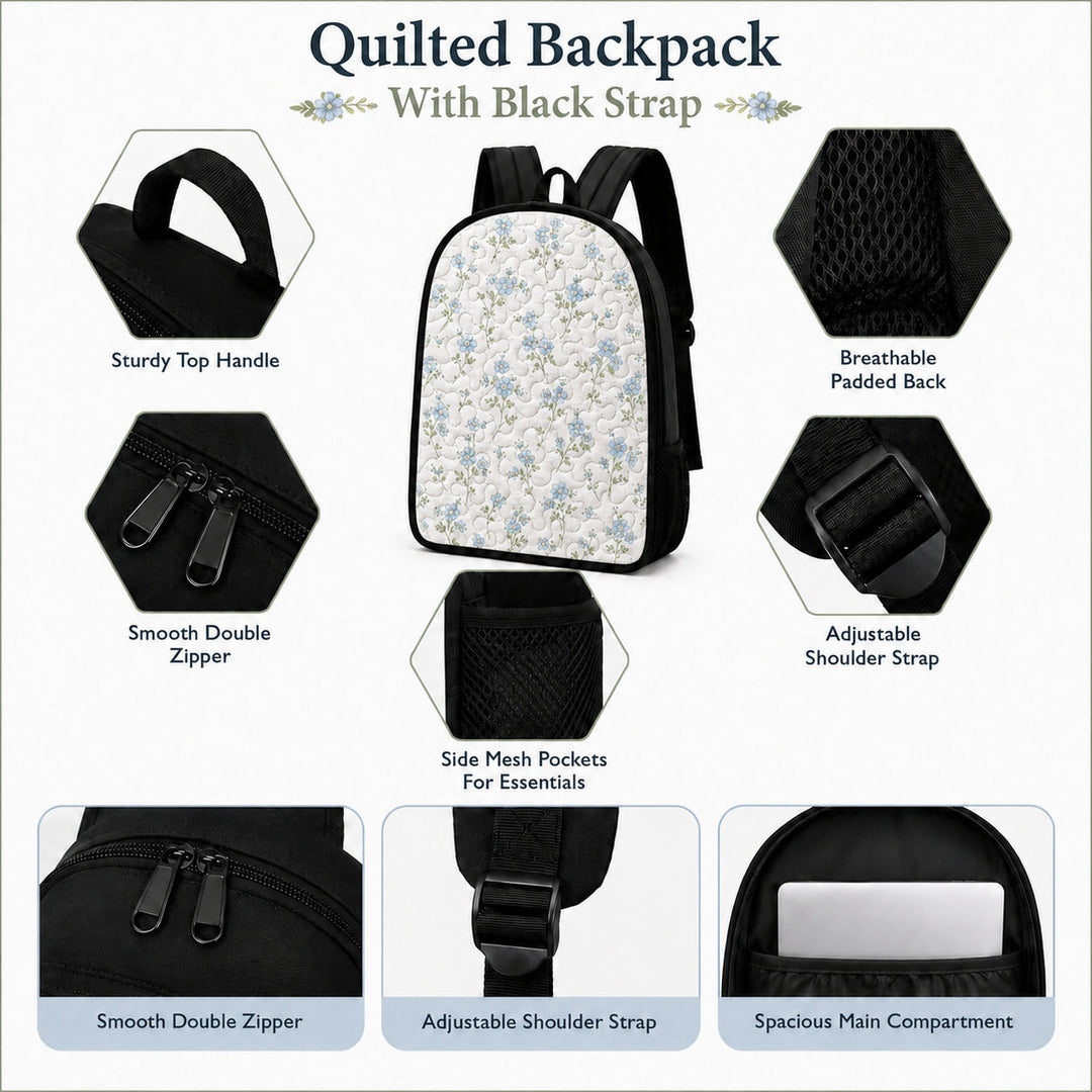 Sunflower Hippie Van Quilted Backpack With Black Strap QV05