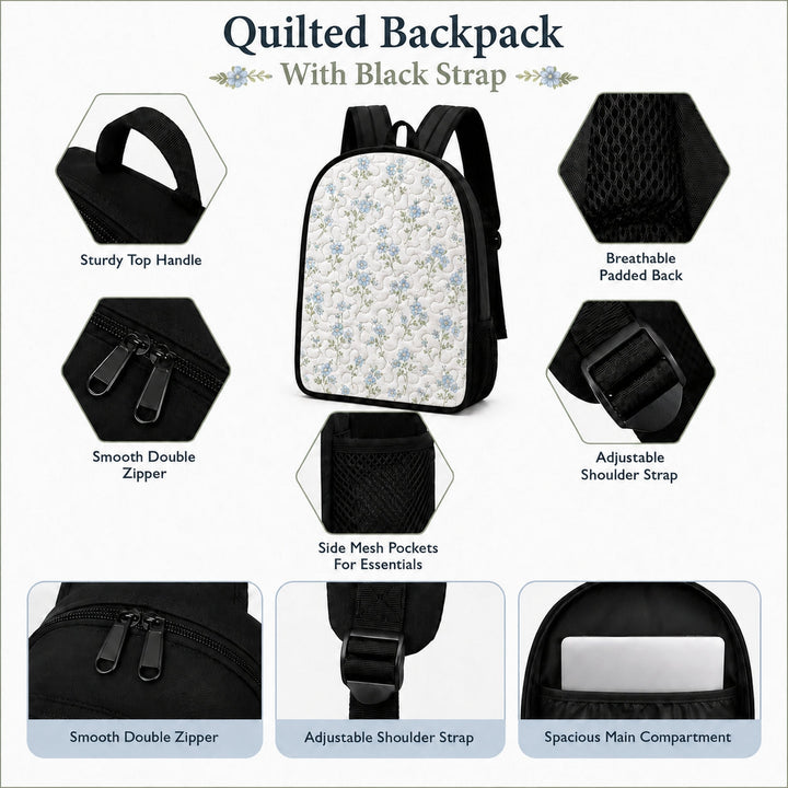Sunflower Hippie Van Quilted Backpack With Black Strap QV05